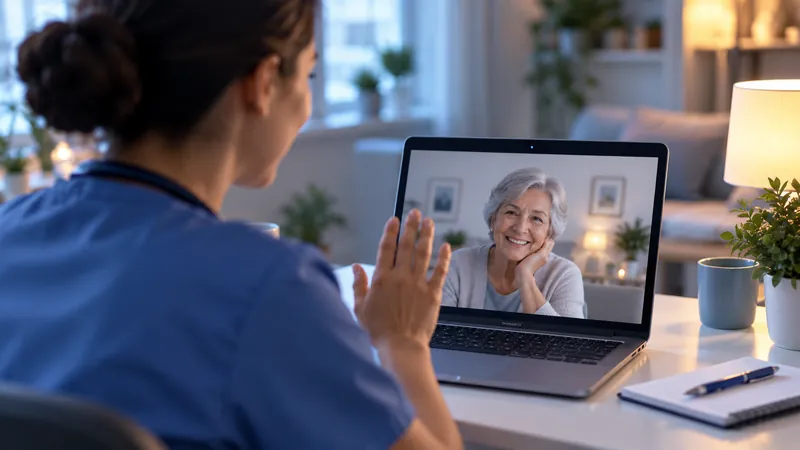 Nurse on a video call with an older patient